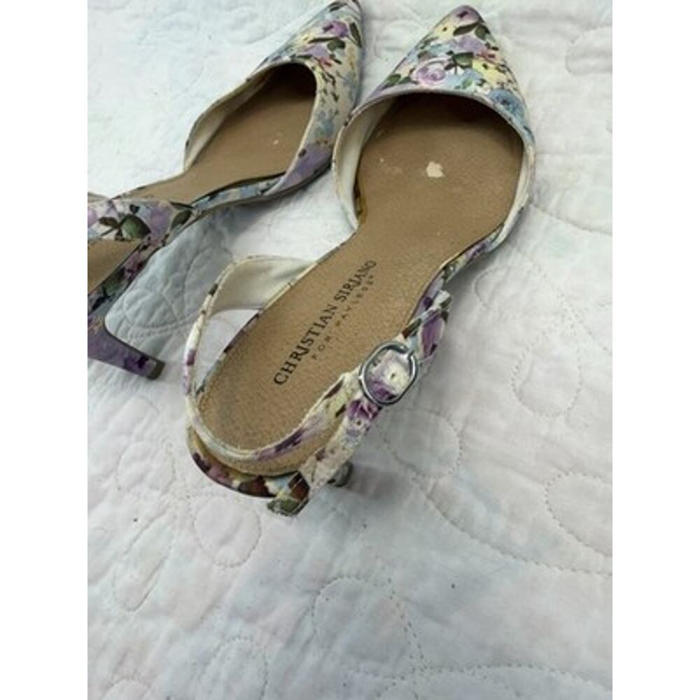 Christian Siriano women floral slingback pointed toe buckle heel cottagecore 9.5 - Picture 4 of 7